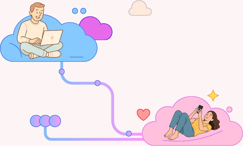 Couple chatting in a clouds