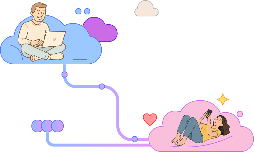 Couple chatting in a clouds